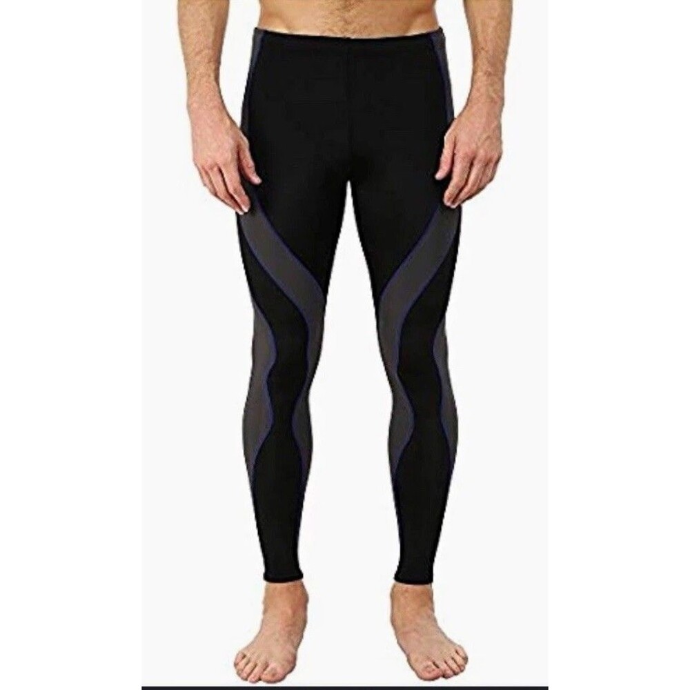 Mens CW-X PerformX Compression Leggings Black/Gray Drawstring Size M 30" Inseam